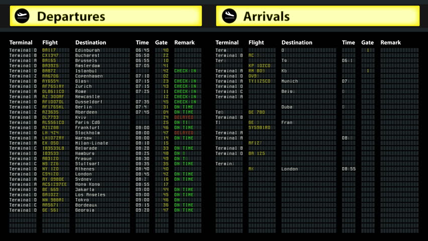 arrival and departures